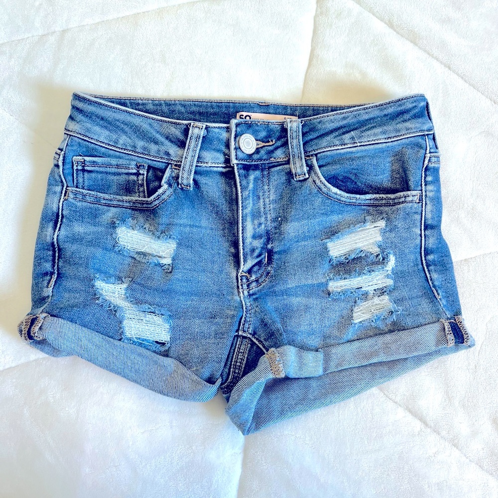 SO blue denim shorts